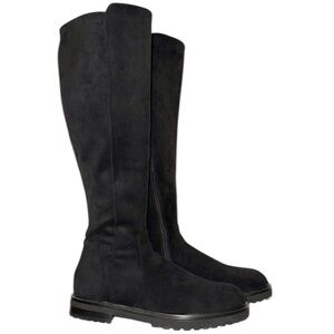 Le Chateau Vegan Suede Knee-High Round Toe Lug Sole Boots